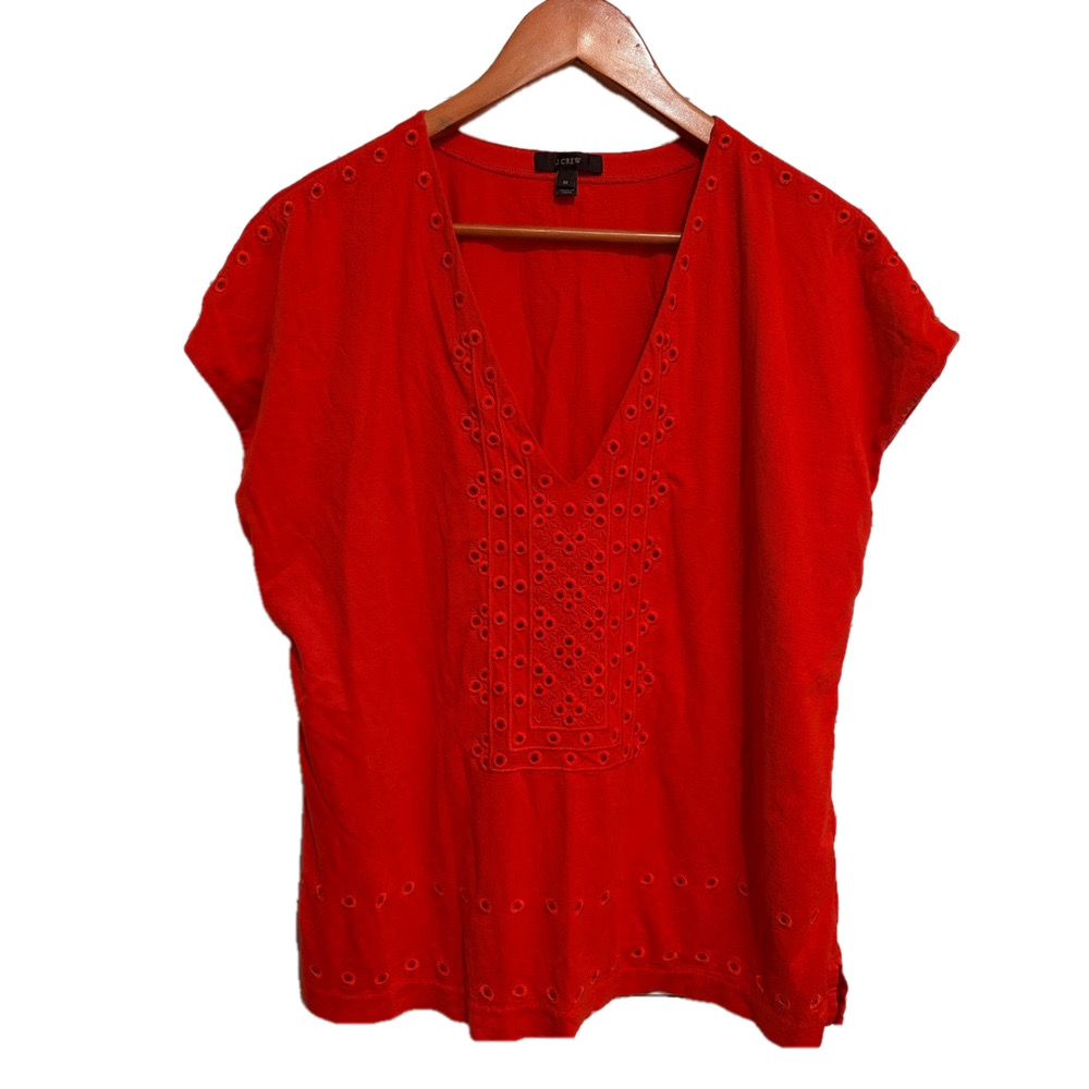 J. Crew Red Short Sleeve Top